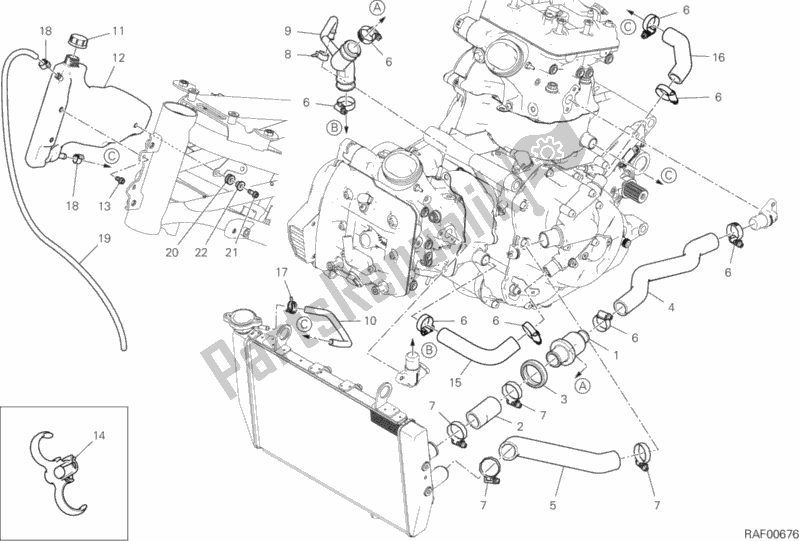 All parts for the Cooling Circuit of the Ducati Multistrada 1260 S Touring USA 2020